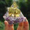 Pyramide Orgonite Charoite et Péridot - Arbre de Vie Renaissant