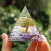 Pyramide Orgonite Charoite et Péridot - Arbre de Vie Renaissant