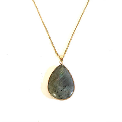 Pendentif Goutte Labradorite avec Chaîne