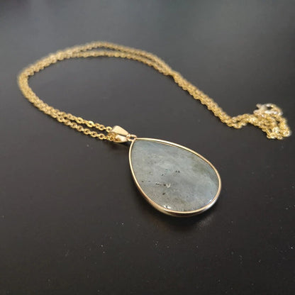 Pendentif Goutte Labradorite avec Chaîne