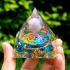 Pyramide Orgonite Améthyste et Quartz Bleu - Abondance et Protection