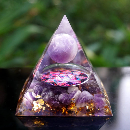 Pyramide Orgonite Améthyste - Energie Bienfaitrice