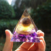 Pyramide Orgonite Quartz Fumé et Améthyste - Energie de l&#39;univers