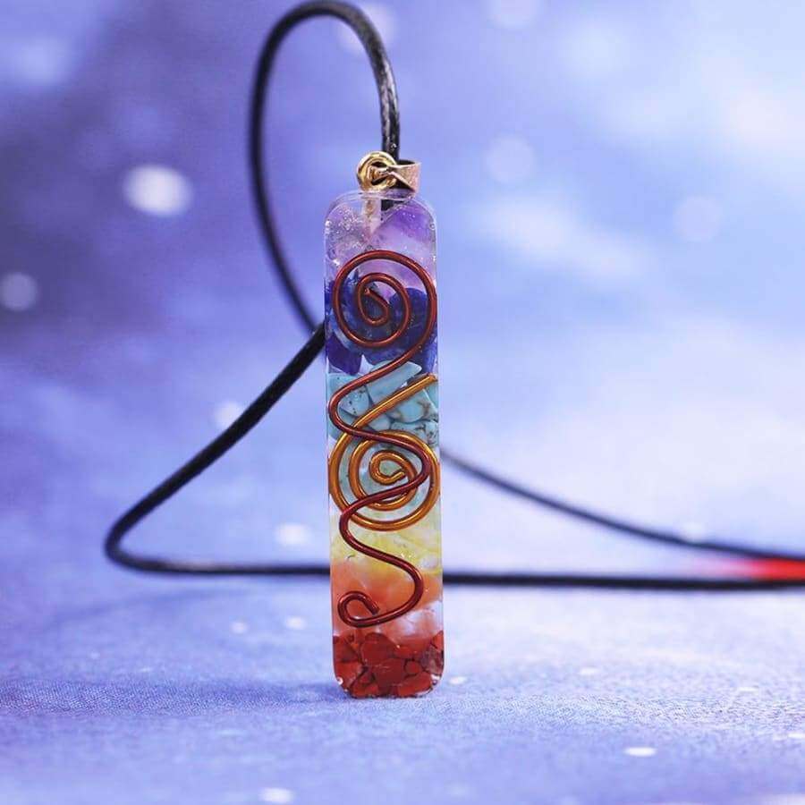 Pendentif Orgonite Guérison 7 Chakras avec Chaîne