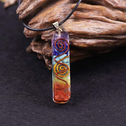 Pendentif Orgonite Guérison 7 Chakras avec Chaîne