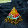 Pyramide Orgonite Oeil de Tigre, Citrine, Turquoise et Agate Rouge - Sérénité et Bien-être