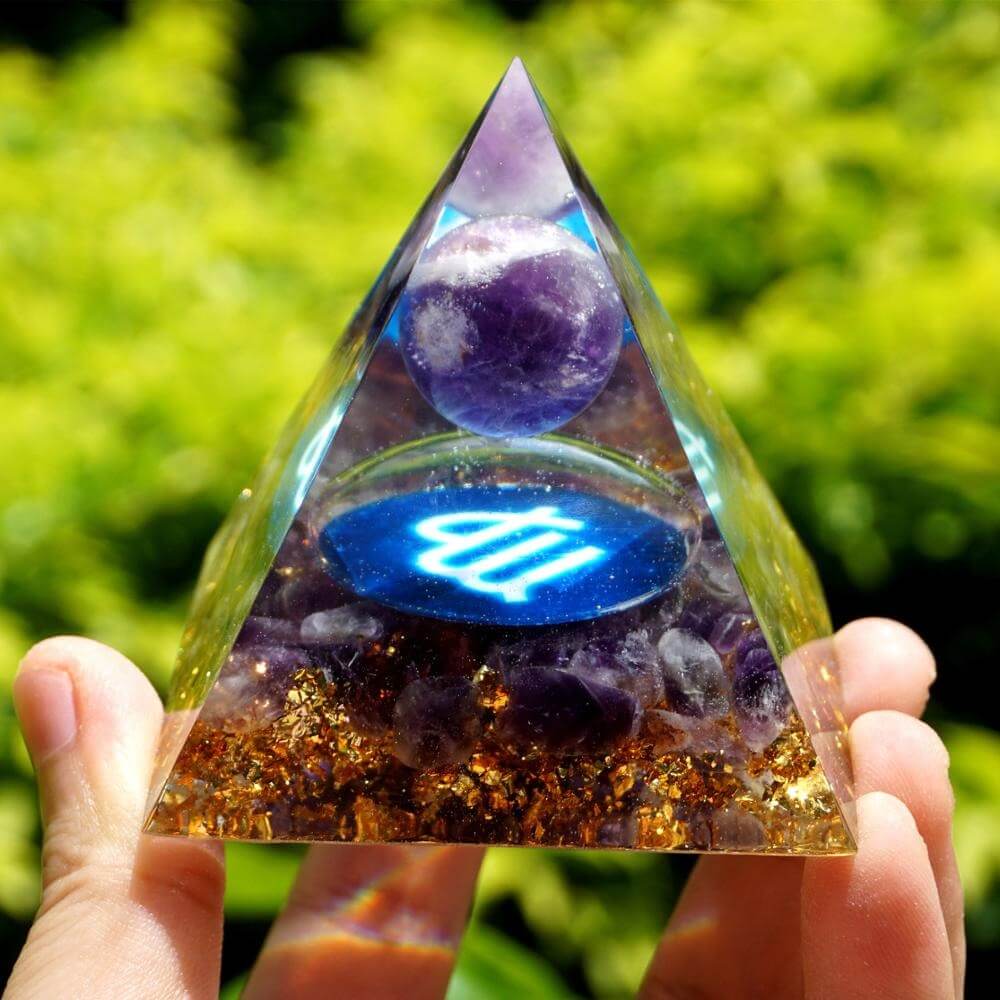 Pyramide Orgonite du Zodiaque Améthyste -  Vierge