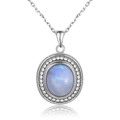 Pendentif Pierre de Lune avec Chaîne Argent Blanc