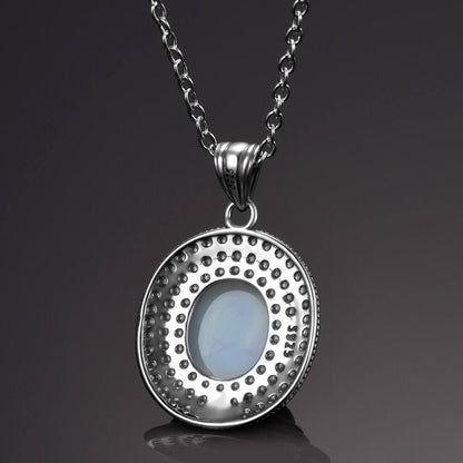 Pendentif Pierre de Lune avec Chaîne Argent Blanc